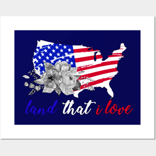 Land that I love Patriotic American Flag 4th of July Gift Posters and Art